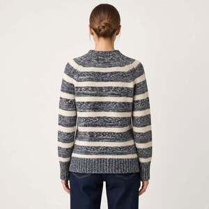 Eddie Bauer Charcoal Cream Stripe Full Zip Knit Cardigan Sweater Women's Size S
